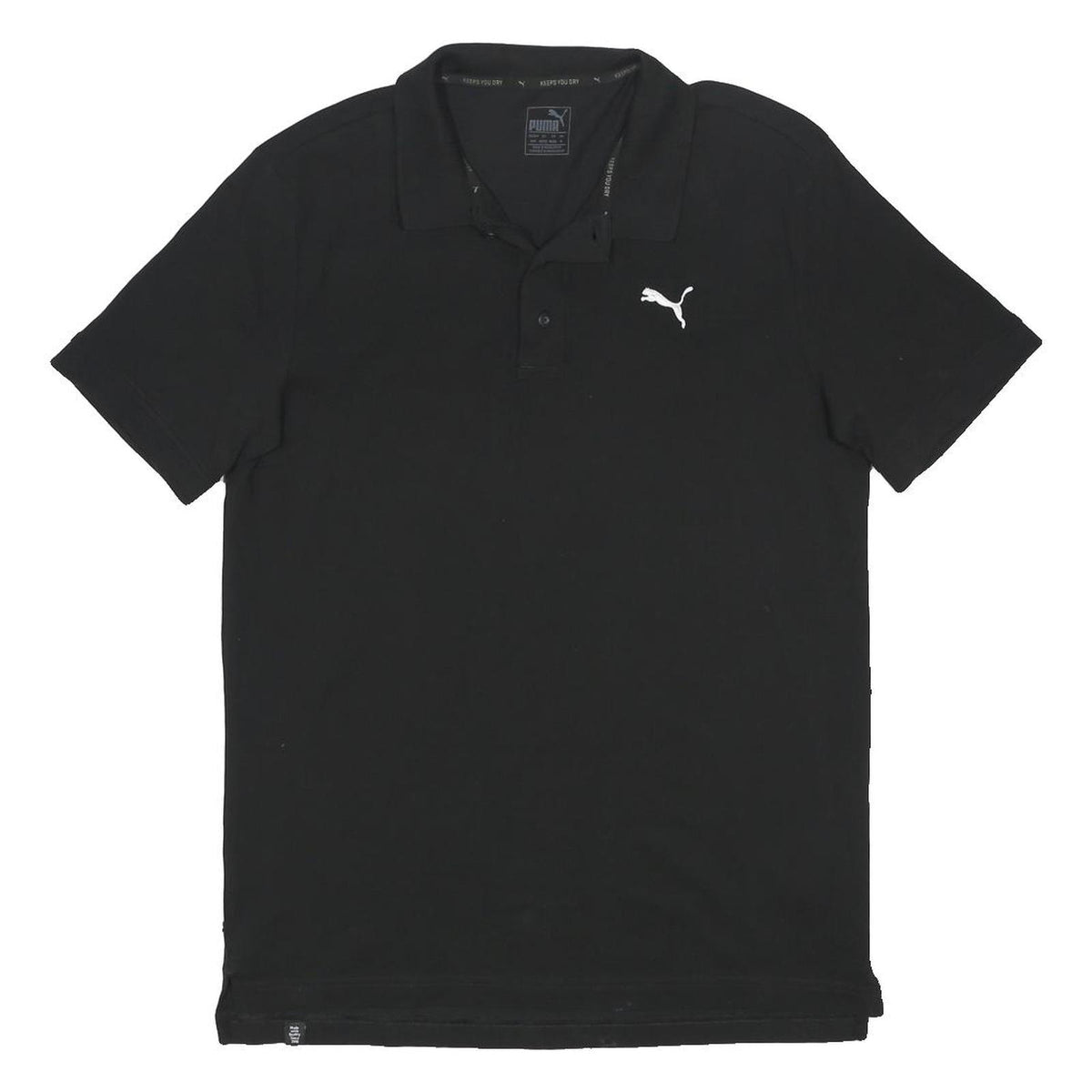 PUMA Mens Black Short Sleeve Plain Polo Shirt M Cotton Blend Classic Fit