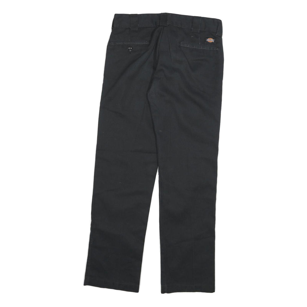 DICKIES Mens Cotton Blend Black Slim Straight Trousers W30 L30 Workwear Casual