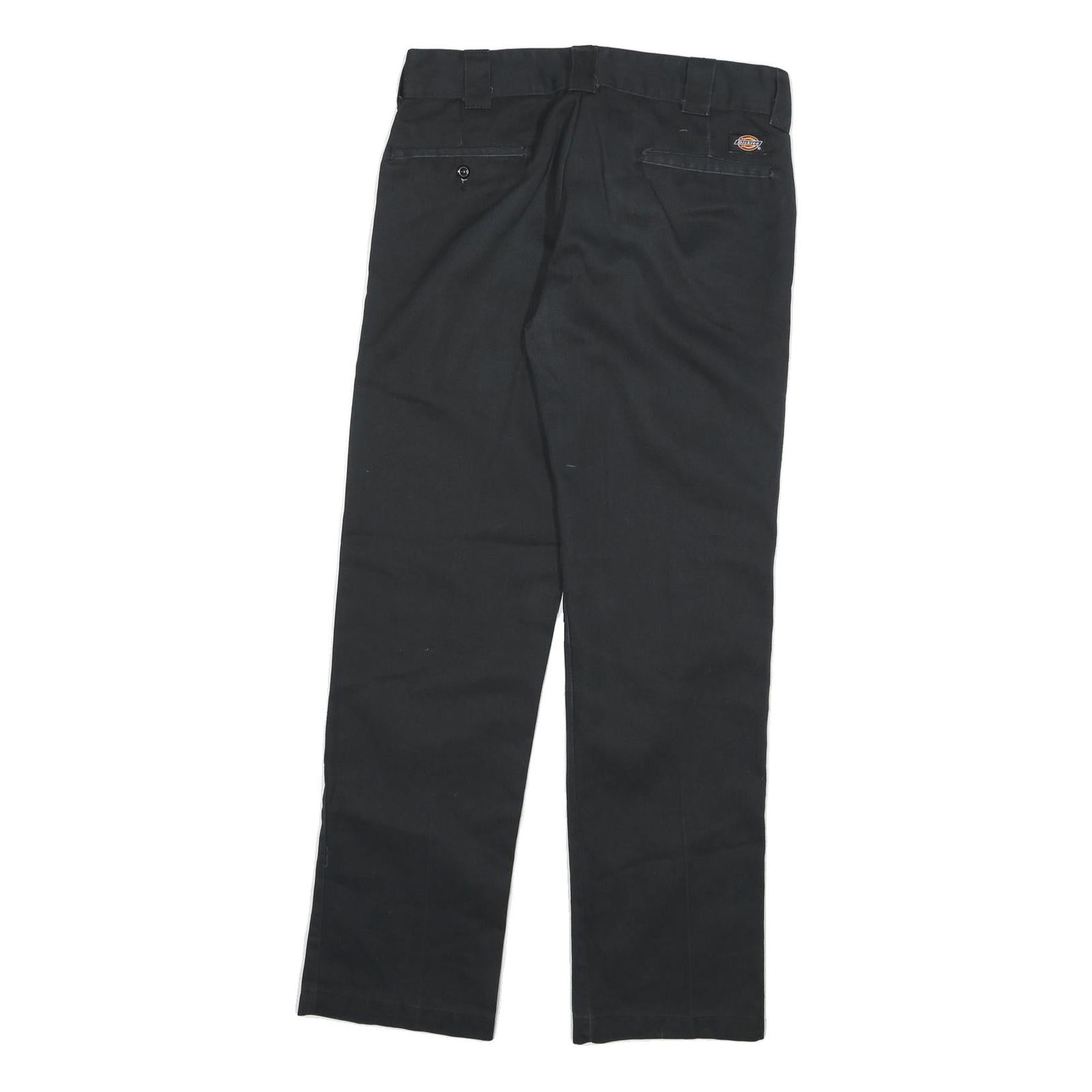 DICKIES Mens Cotton Blend Black Slim Straight Trousers W30 L30 Workwear Casual