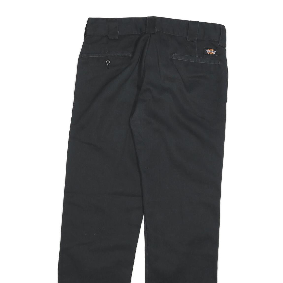 DICKIES Mens Cotton Blend Black Slim Straight Trousers W30 L30 Workwear Casual