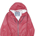 JOULES Womens Red Zip Hooded Jacket L Polyester Casual Waterproof Lightweight