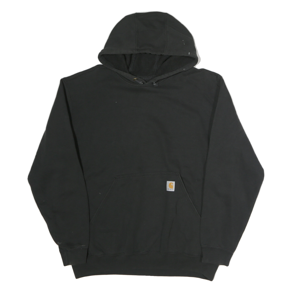 CARHARTT Mens Black Hoodie L Cotton Casual Workwear Pullover Pocket