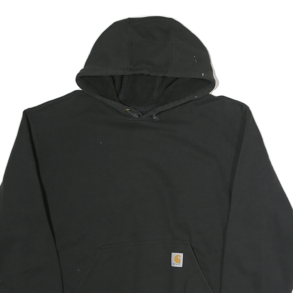 CARHARTT Mens Black Hoodie L Cotton Casual Workwear Pullover Pocket