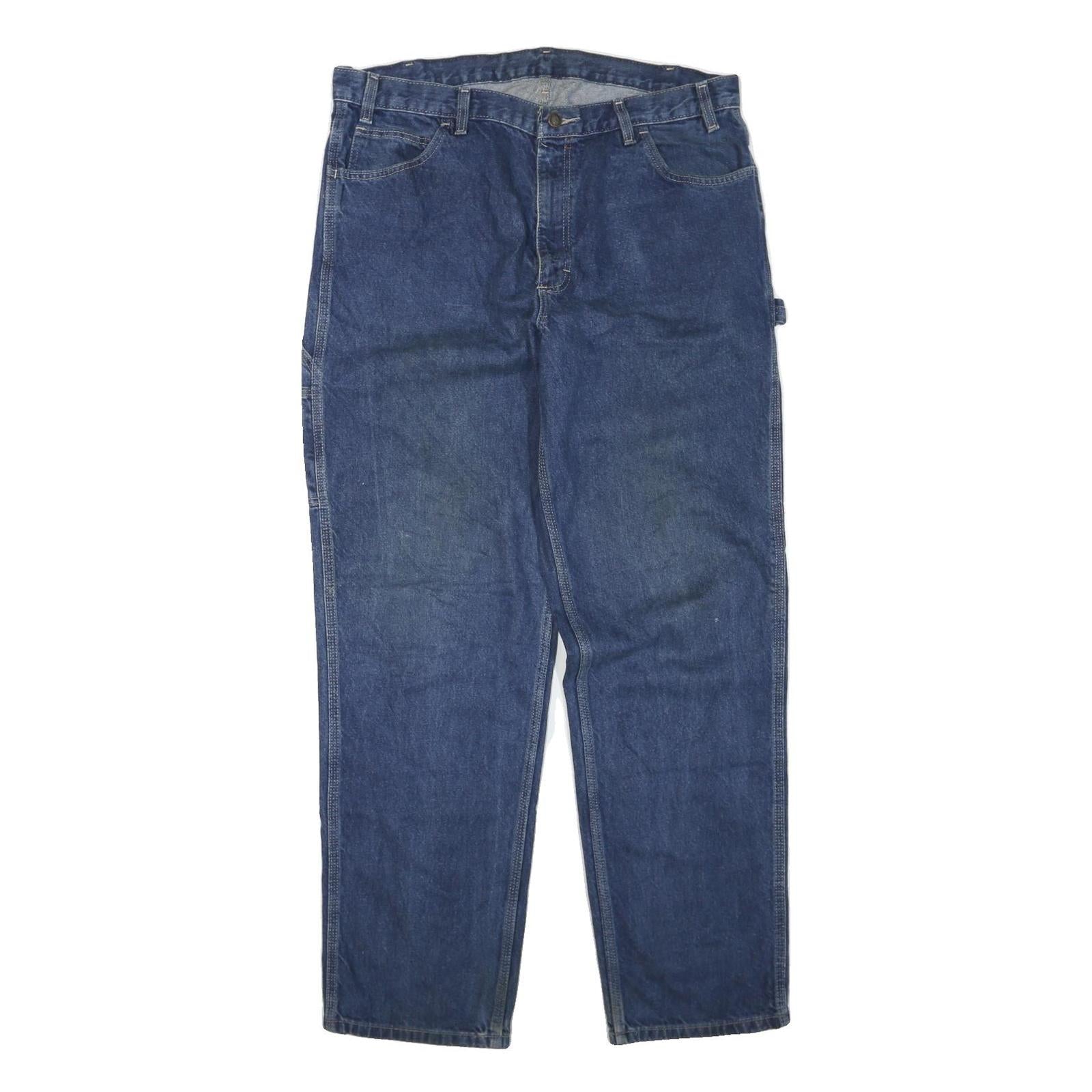 DICKIES Mens Regular Fit Blue Denim Jeans W40 L34 Cotton Blend Zip Pockets