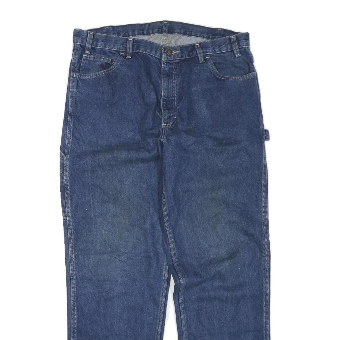 DICKIES Mens Regular Fit Blue Denim Jeans W40 L34 Cotton Blend Zip Pockets