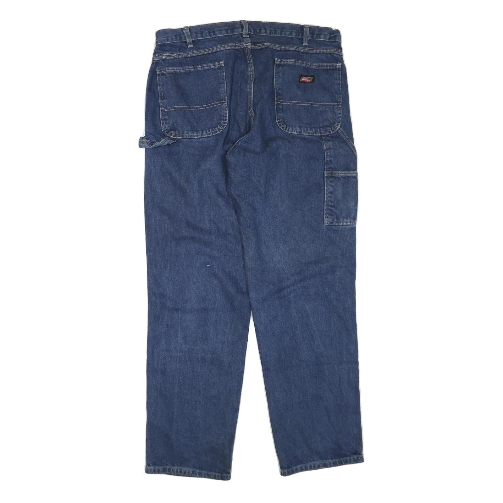 DICKIES Mens Regular Fit Blue Denim Jeans W40 L34 Cotton Blend Zip Pockets