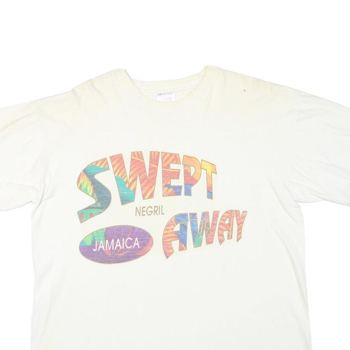 MAGIC Mens White Swept Away Graphic T-Shirt XL Short Sleeve Crew Neck Casual