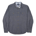 TOMMY HILFIGER Mens Blue Cotton Blend Shirt M Classic Button Pocket Casual