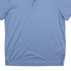 CALVIN KLEIN Mens Blue Short Sleeve Plain L Polo Shirt Cotton Blend Classic Fit