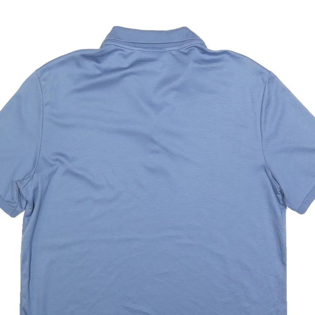 CALVIN KLEIN Mens Blue Short Sleeve Plain L Polo Shirt Cotton Blend Classic Fit