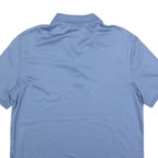 CALVIN KLEIN Mens Blue Short Sleeve Plain L Polo Shirt Cotton Blend Classic Fit