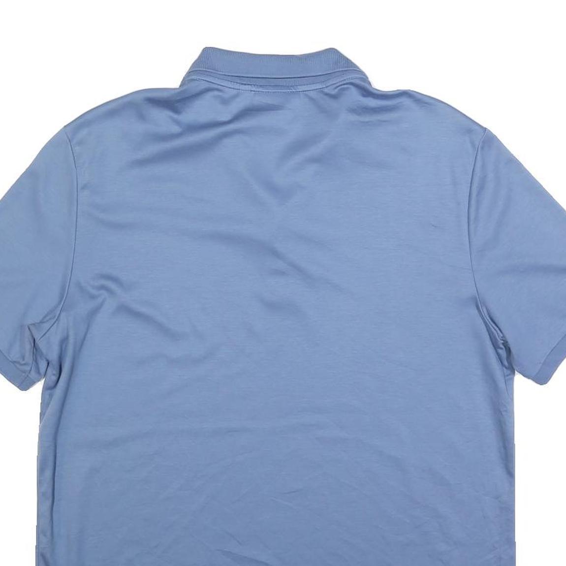 CALVIN KLEIN Mens Blue Short Sleeve Plain L Polo Shirt Cotton Blend Classic Fit