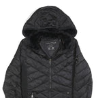 NAUTICA Womens Black Quilted Zip Jacket S Polyester Blend Hooded