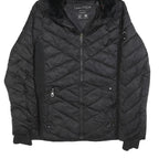 NAUTICA Womens Black Quilted Zip Jacket S Polyester Blend Hooded