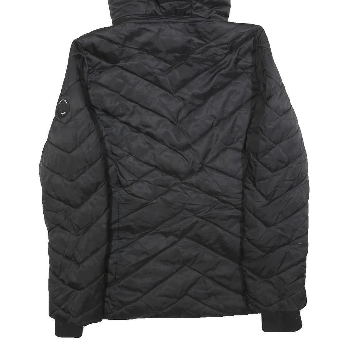 NAUTICA Womens Black Quilted Zip Jacket S Polyester Blend Hooded