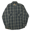 Mens Blue & Cream Checked Cotton Blend Shirt L Long Sleeve Button Front