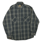 Mens Blue & Cream Checked Cotton Blend Shirt L Long Sleeve Button Front