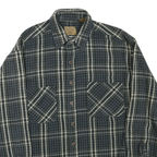 Mens Blue & Cream Checked Cotton Blend Shirt L Long Sleeve Button Front