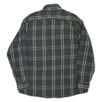 Mens Blue & Cream Checked Cotton Blend Shirt L Long Sleeve Button Front