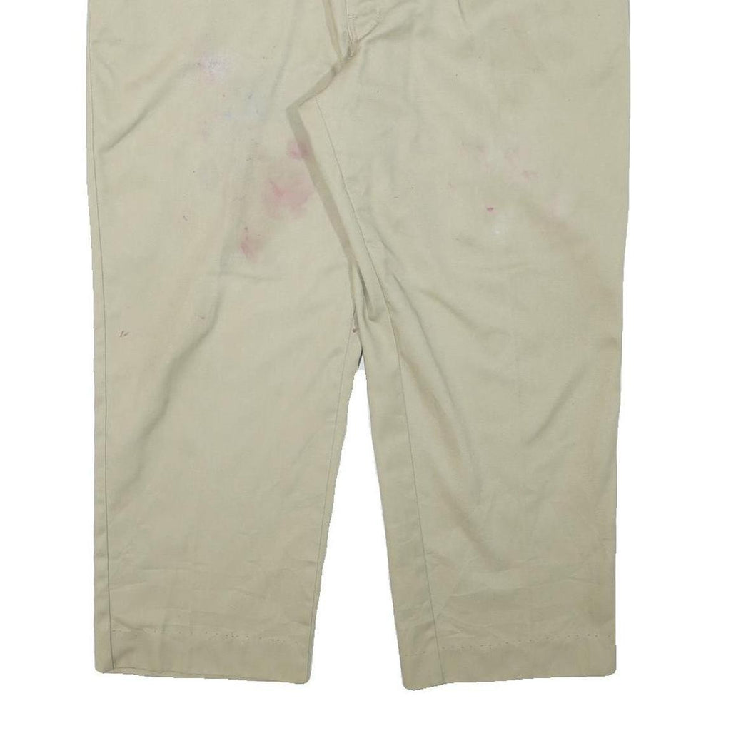 DICKIES Mens Cotton Blend Beige Regular Fit Straight Leg Trousers W43 L26 Casual