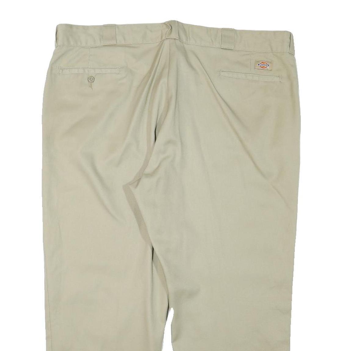DICKIES Mens Cotton Blend Beige Regular Fit Straight Leg Trousers W43 L26 Casual