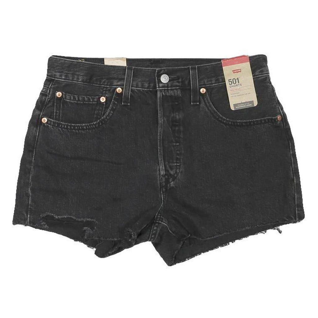 LEVI'S Womens Black Denim 501 Shorts M W32 Classic Fit Cotton Blend Casual