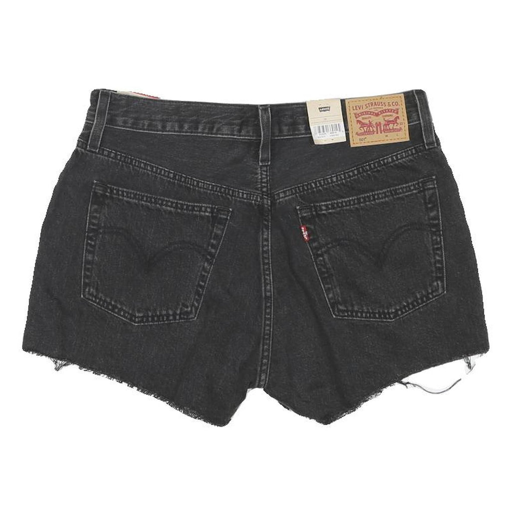 LEVI'S Womens Black Denim 501 Shorts M W32 Classic Fit Cotton Blend Casual