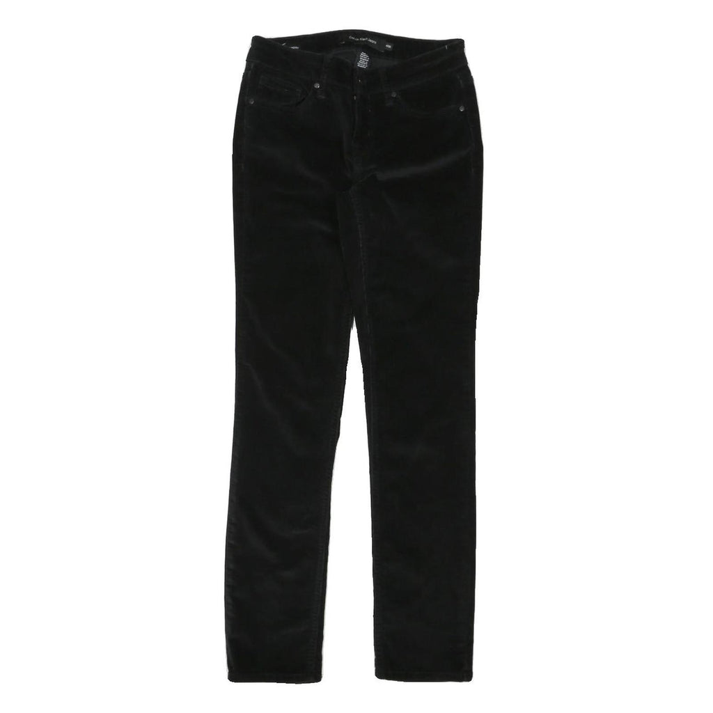 CALVIN KLEIN JEANS Womens Cotton Blend Black Regular Fit Skinny Trousers W28 L30