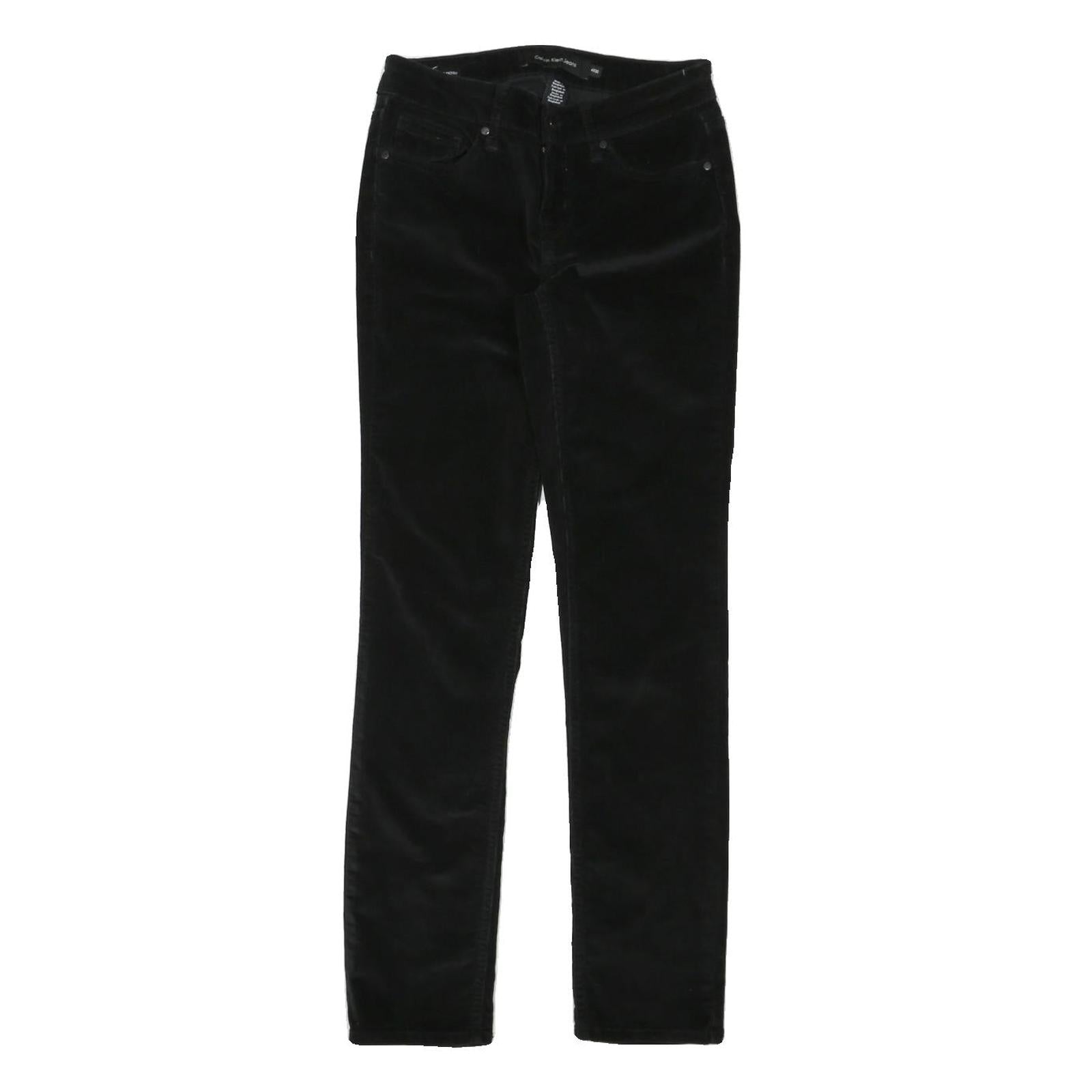 CALVIN KLEIN JEANS Womens Cotton Blend Black Regular Fit Skinny Trousers W28 L30