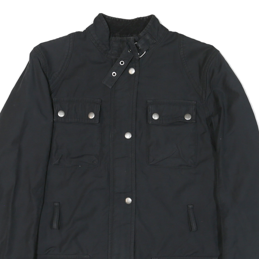 POLO RALPH LAUREN Womens Black Classic Cotton Blend Zip Jacket M Plain Pocketed