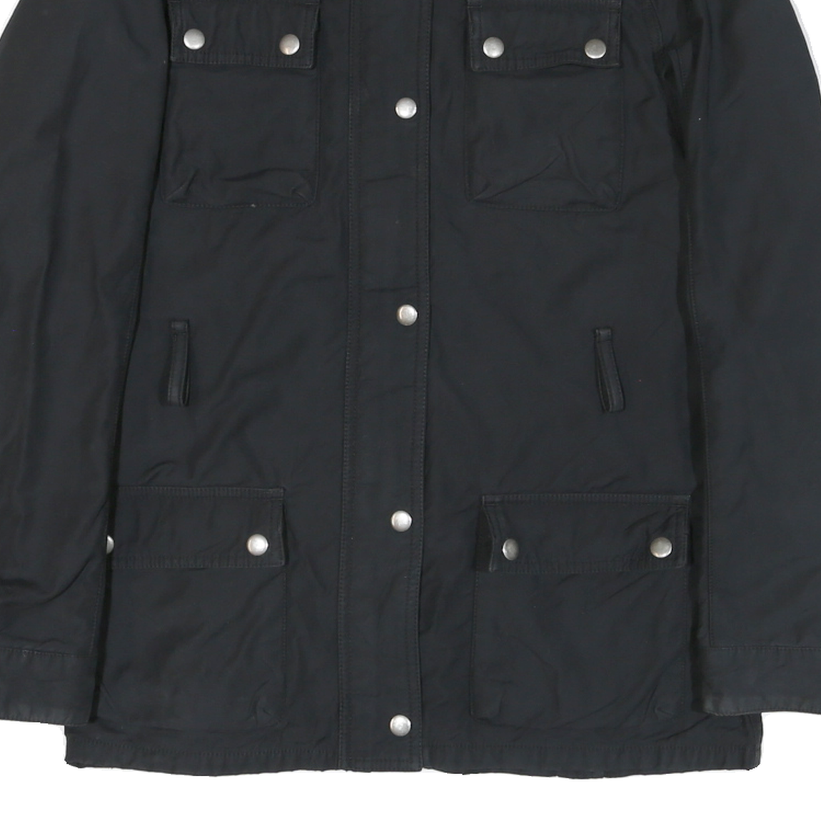 POLO RALPH LAUREN Womens Black Classic Cotton Blend Zip Jacket M Plain Pocketed