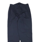 Womens Relaxed Navy Blue Cotton Blend Trousers W29 L30 Zip Closure