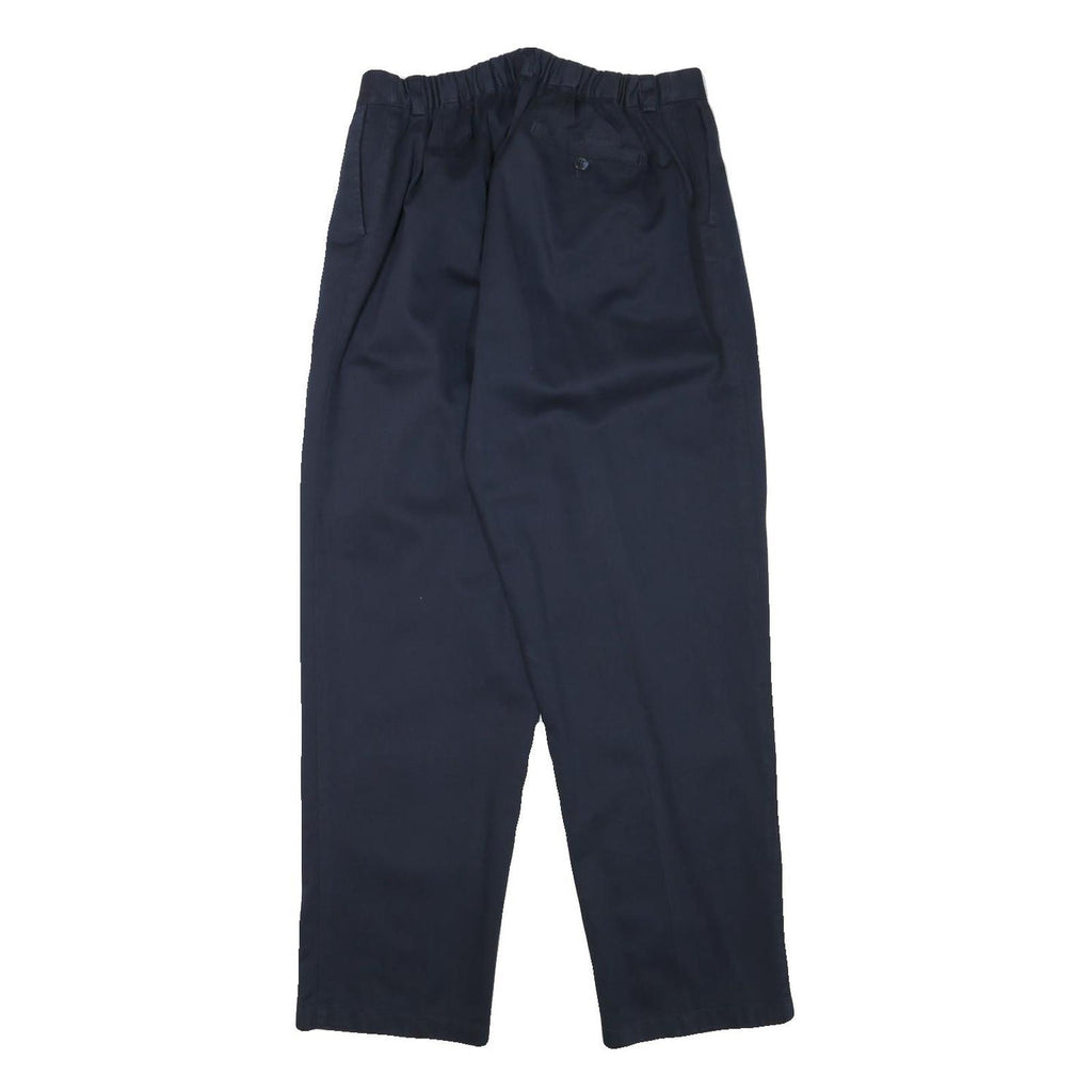 Womens Relaxed Navy Blue Cotton Blend Trousers W29 L30 Zip Closure