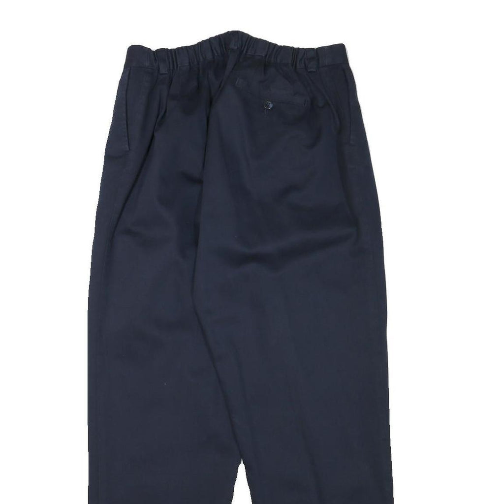 Womens Relaxed Navy Blue Cotton Blend Trousers W29 L30 Zip Closure