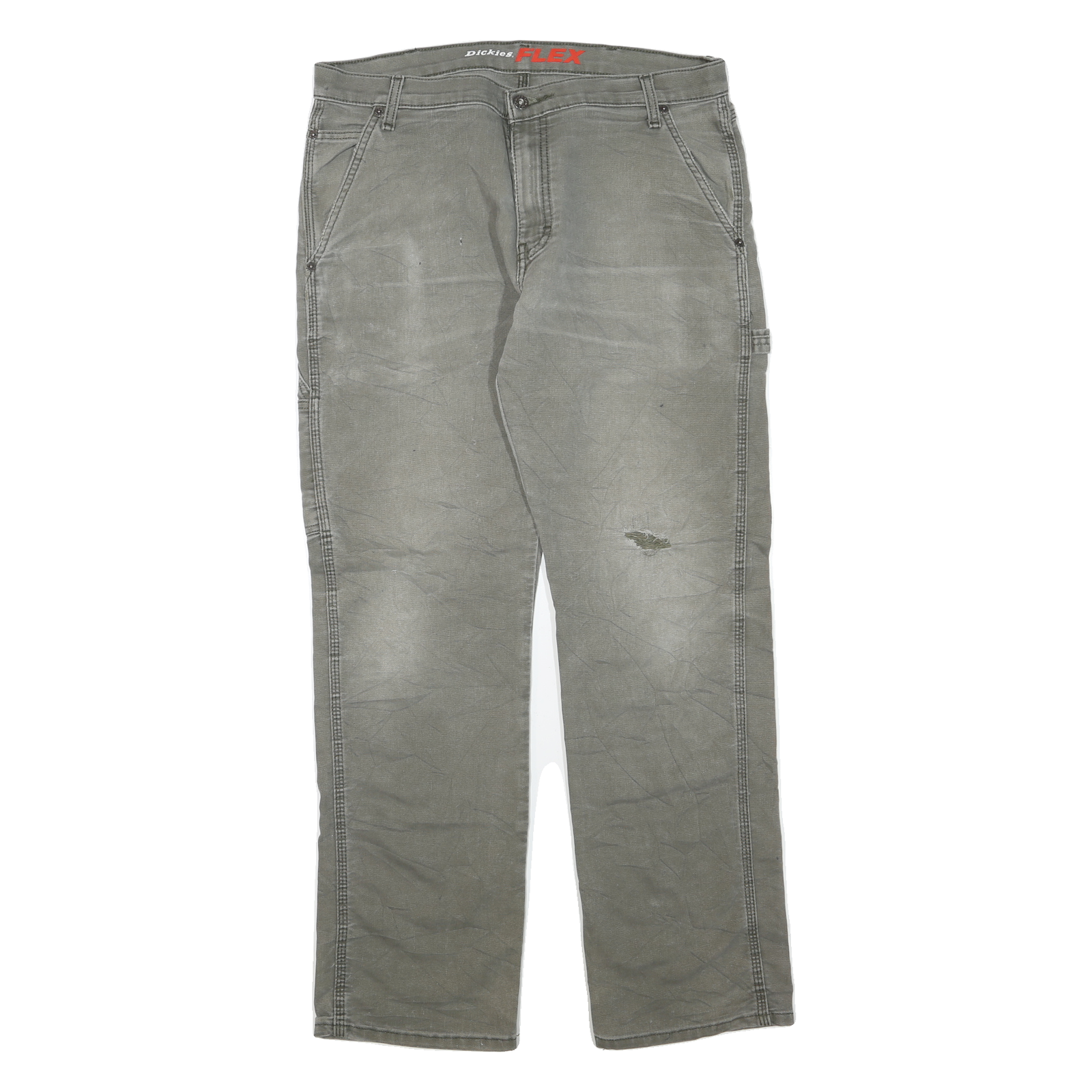 DICKIES Mens Regular Fit Workwear Jeans Grey Cotton Blend W36 L32 Flex Zip