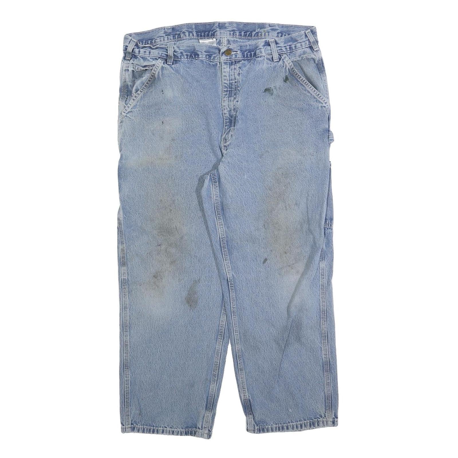 CARHARTT Mens Loose Light Blue Denim Jeans W40 L28 Workwear Zip Closure