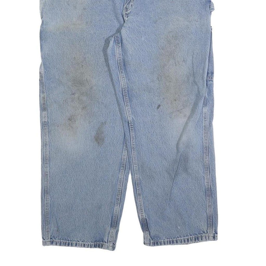 CARHARTT Mens Loose Light Blue Denim Jeans W40 L28 Workwear Zip Closure