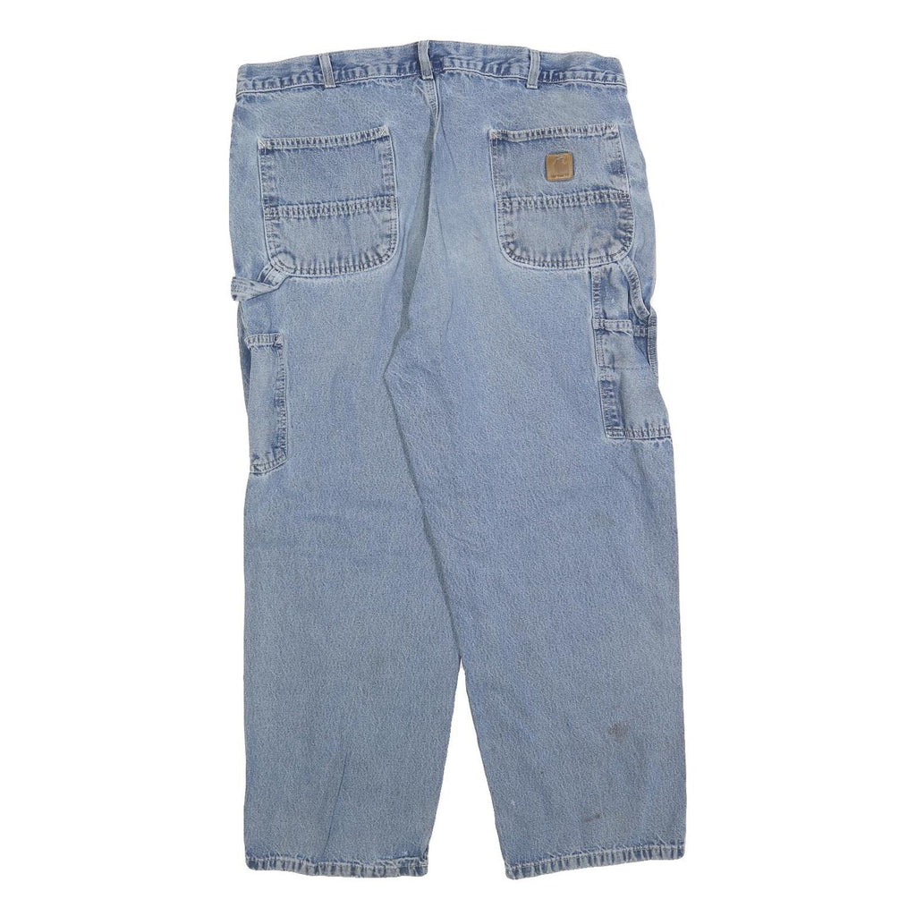 CARHARTT Mens Loose Light Blue Denim Jeans W40 L28 Workwear Zip Closure