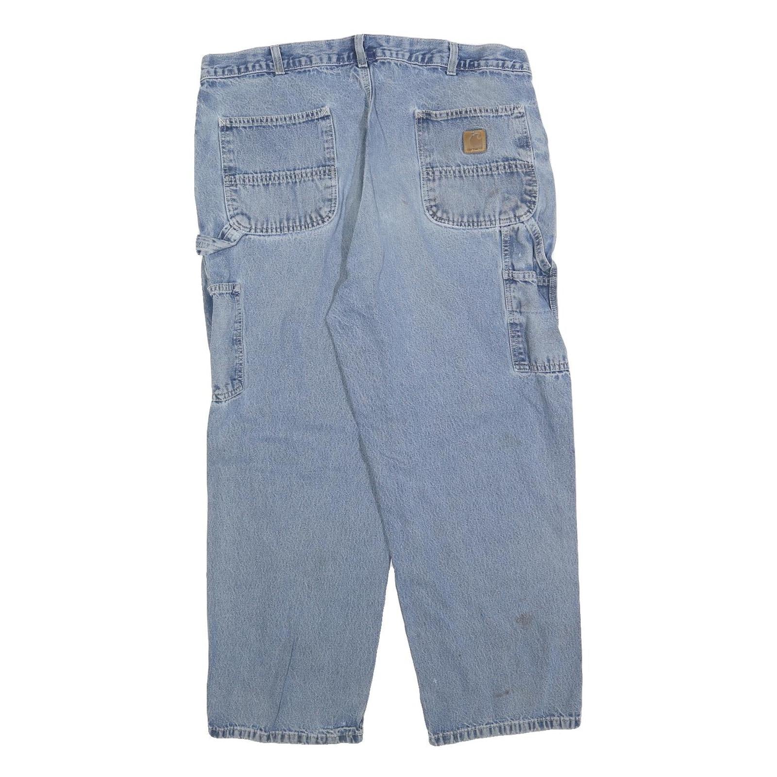 CARHARTT Mens Loose Light Blue Denim Jeans W40 L28 Workwear Zip Closure