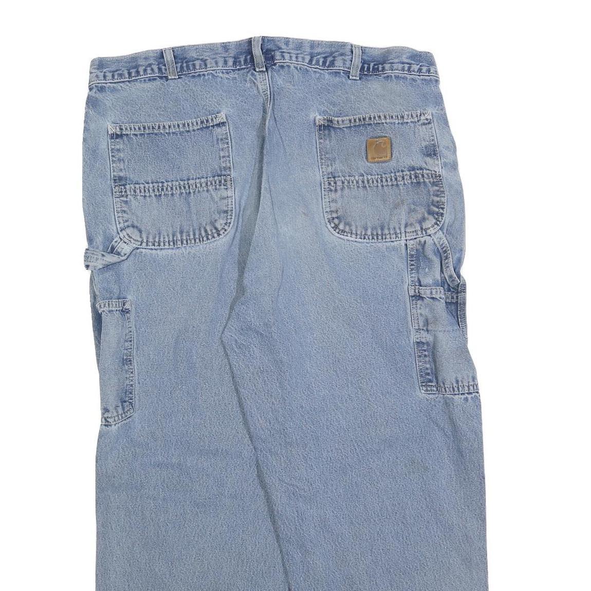 CARHARTT Mens Loose Light Blue Denim Jeans W40 L28 Workwear Zip Closure
