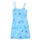 CANDA Womens Blue Floral Day Dress Polyester Blend Sleeveless Scoop Neck UK M