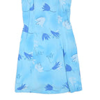 CANDA Womens Blue Floral Day Dress Polyester Blend Sleeveless Scoop Neck UK M