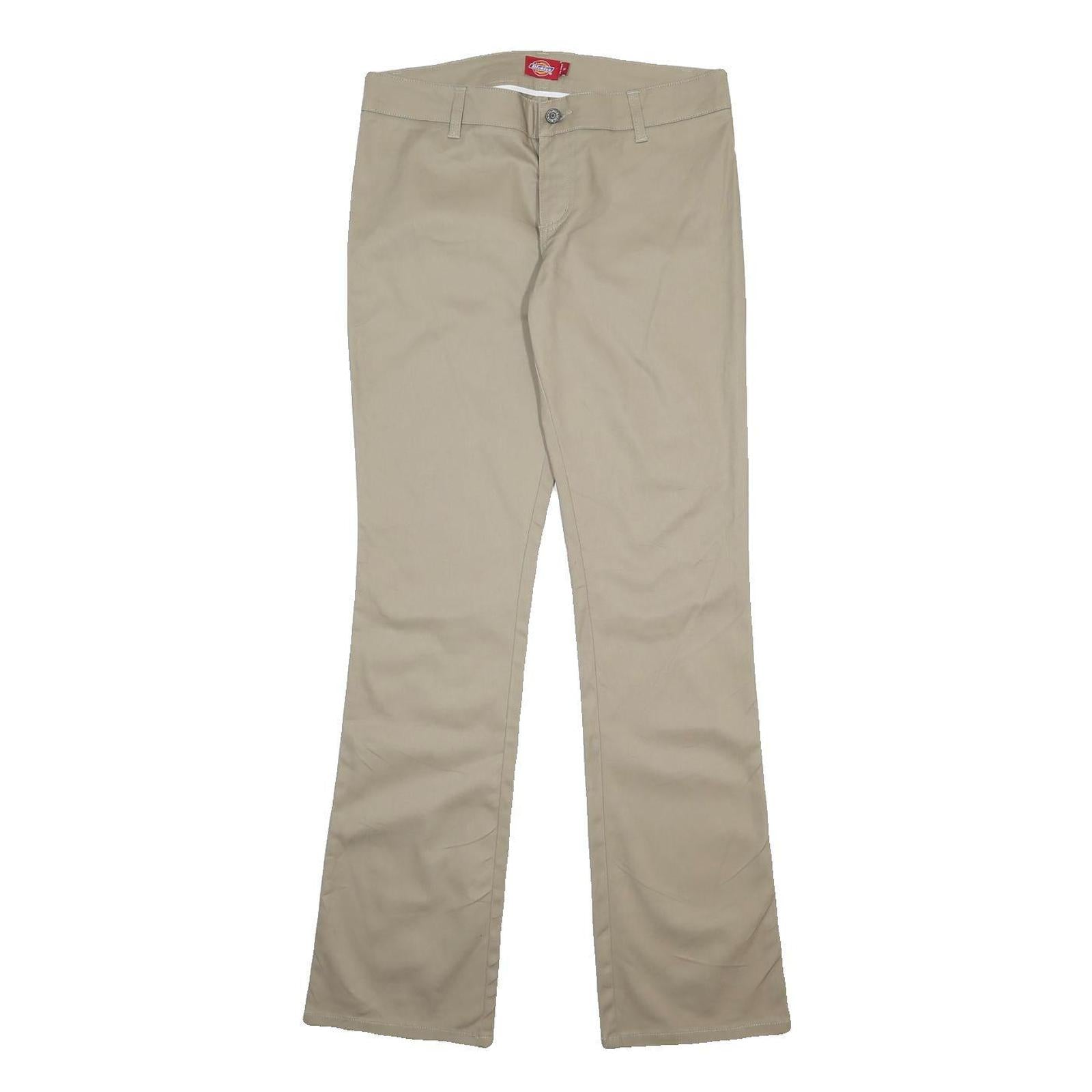 DICKIES Womens Regular Beige Cotton Blend Zip Trousers W32 L34