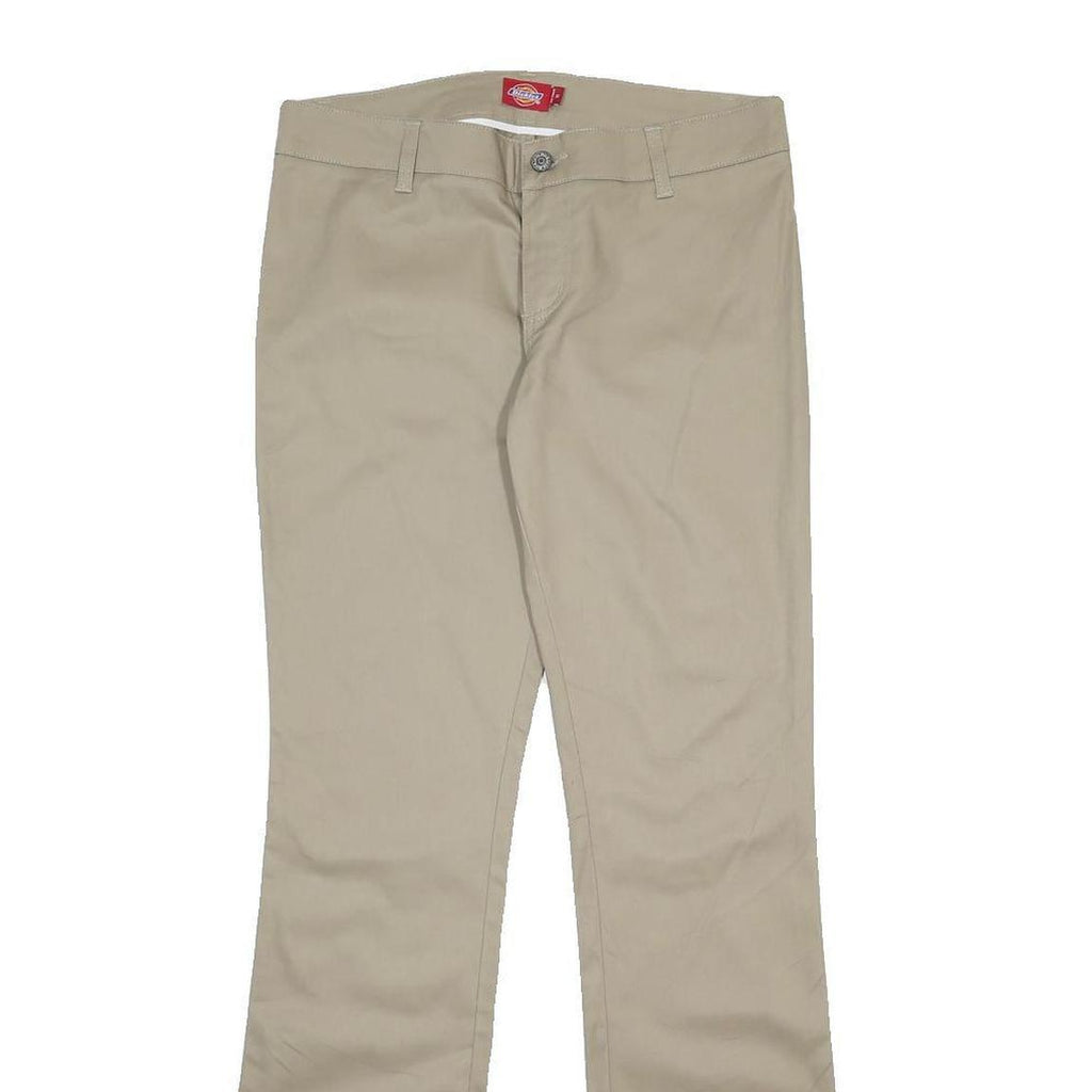 DICKIES Womens Regular Beige Cotton Blend Zip Trousers W32 L34
