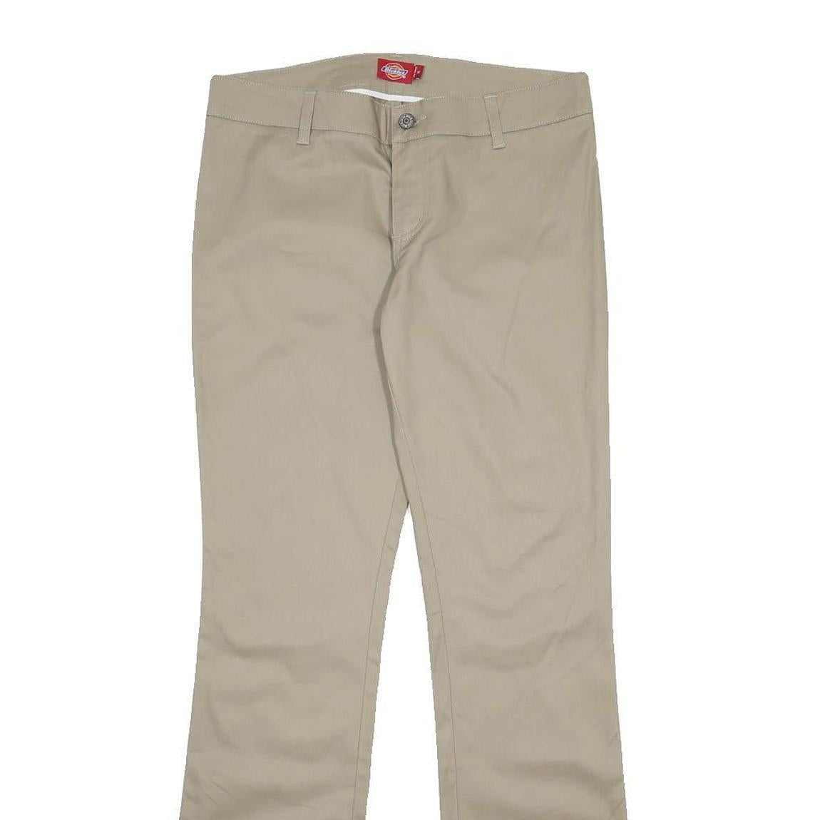 DICKIES Womens Regular Beige Cotton Blend Zip Trousers W32 L34