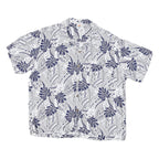 MAKAI BEACH Mens White & Navy Short Sleeve Rayon Shirt L Tropical Print Casual