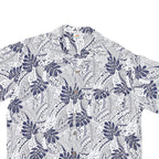 MAKAI BEACH Mens White & Navy Short Sleeve Rayon Shirt L Tropical Print Casual