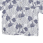 MAKAI BEACH Mens White & Navy Short Sleeve Rayon Shirt L Tropical Print Casual