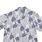 MAKAI BEACH Mens White & Navy Short Sleeve Rayon Shirt L Tropical Print Casual
