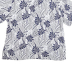 MAKAI BEACH Mens White & Navy Short Sleeve Rayon Shirt L Tropical Print Casual